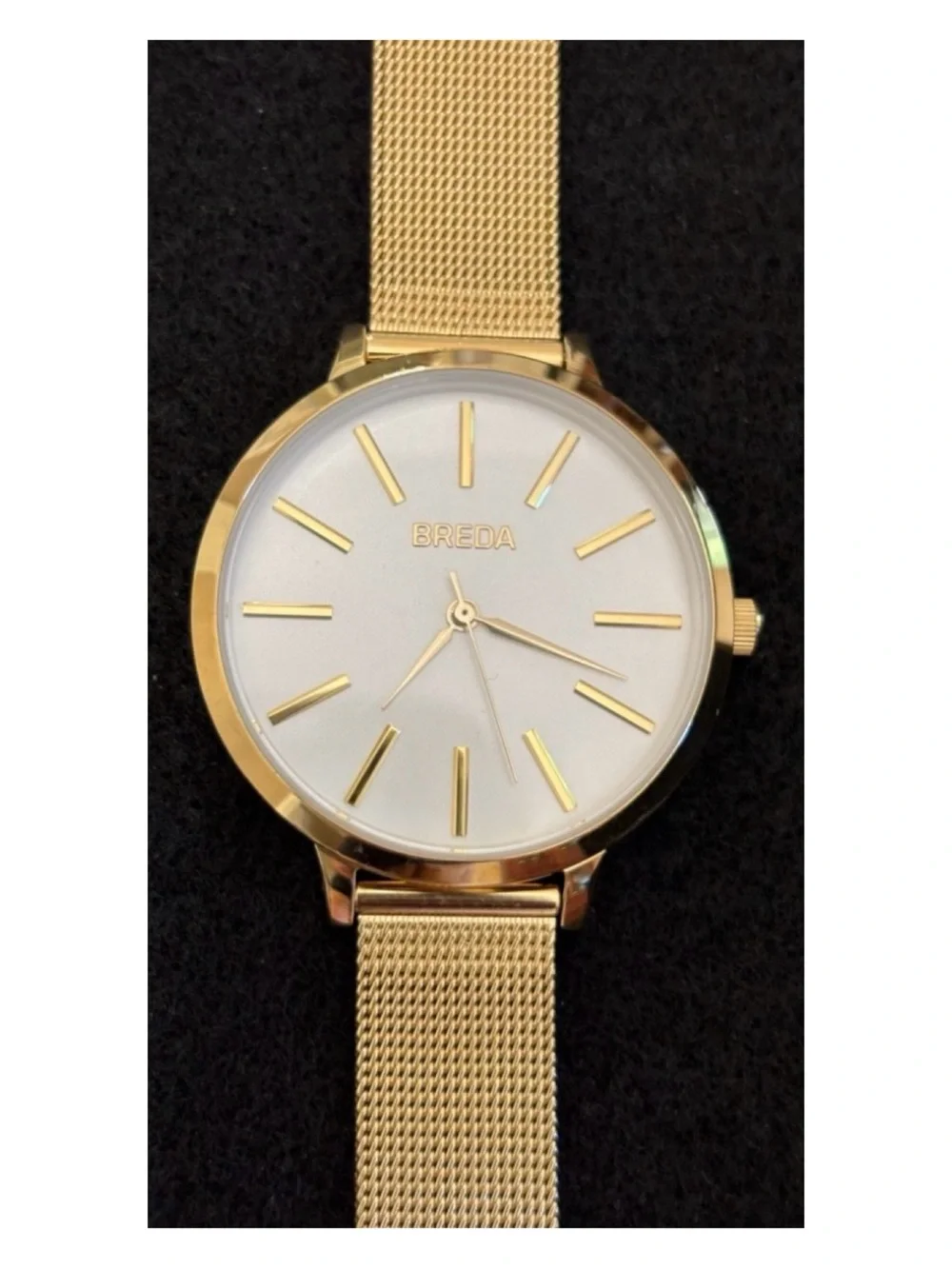 NWOT** Anthropologie BREDA Joule Mesh Watch In Gold  **Needs Battery